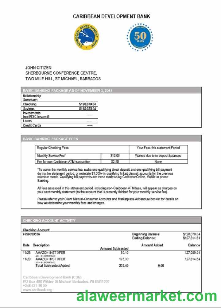 Barbados Caribbean Development Bank statement